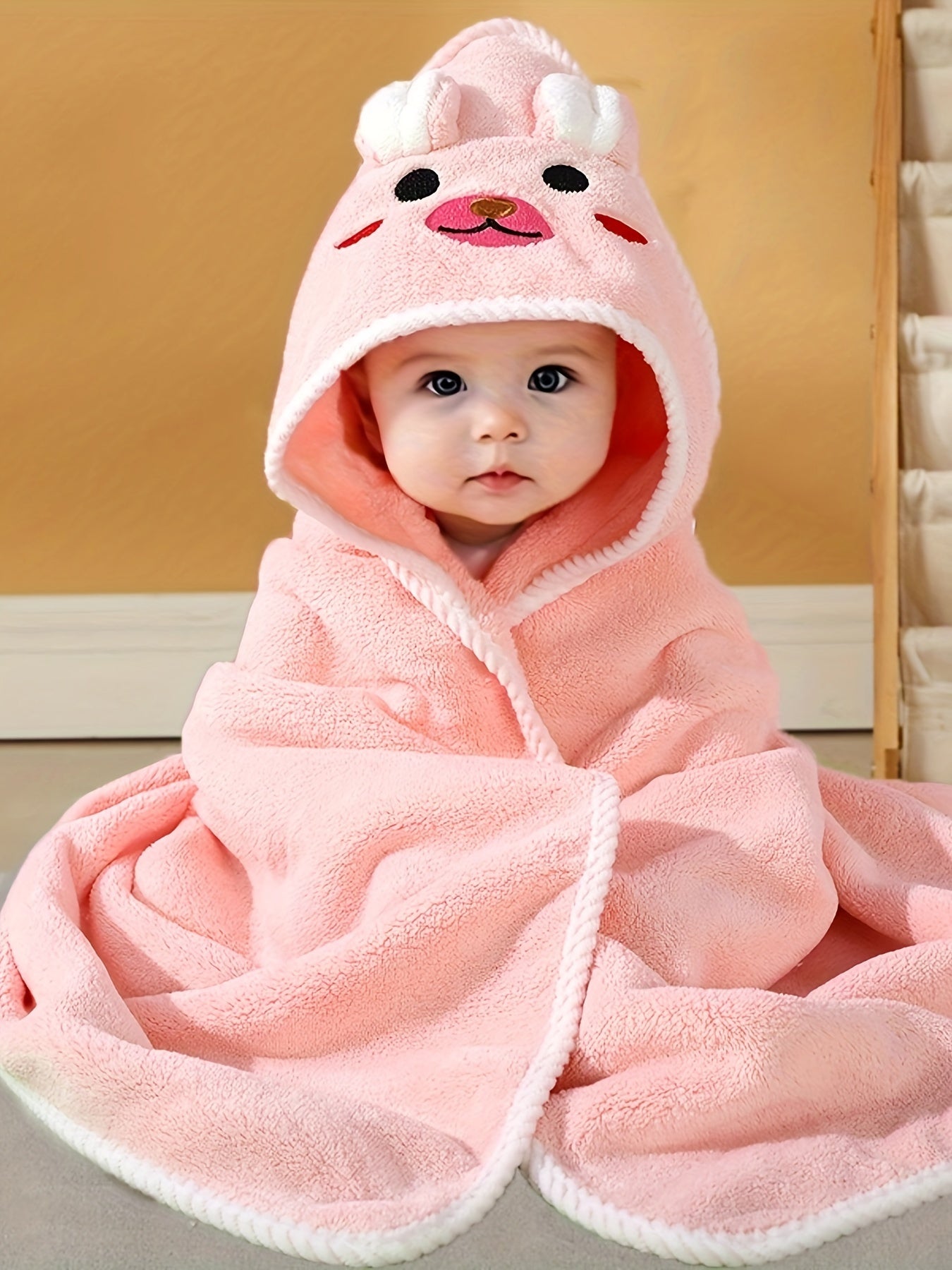 Baby Hooded Bathrobe for Babies with Animal Pattern, Absorbent, Soft, for Swimming and Bathing