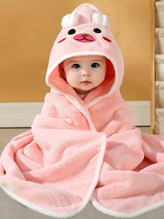 Baby Hooded Bathrobe for Babies with Animal Pattern, Absorbent, Soft, for Swimming and Bathing