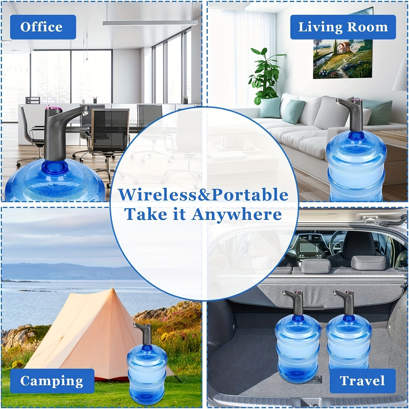 Portable USB Rechargeable Water Pump for Home Office Dormitory 5.68-18.93L
