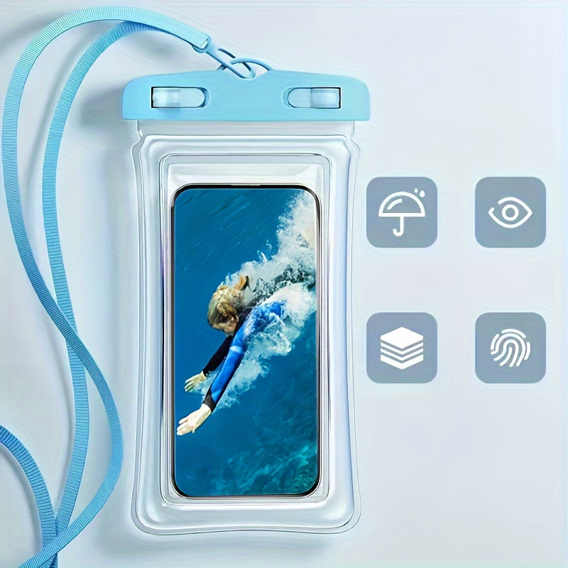 Waterproof Phone Pouch for 20.32 cm Smartphones with Neck Strap Water-Resistant Dry Bag for Beach Travel