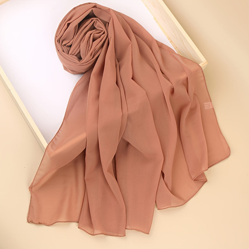 Ayollar uchun marvaridli hashamatli toʻliq rangli chiffon hijab turban sharf