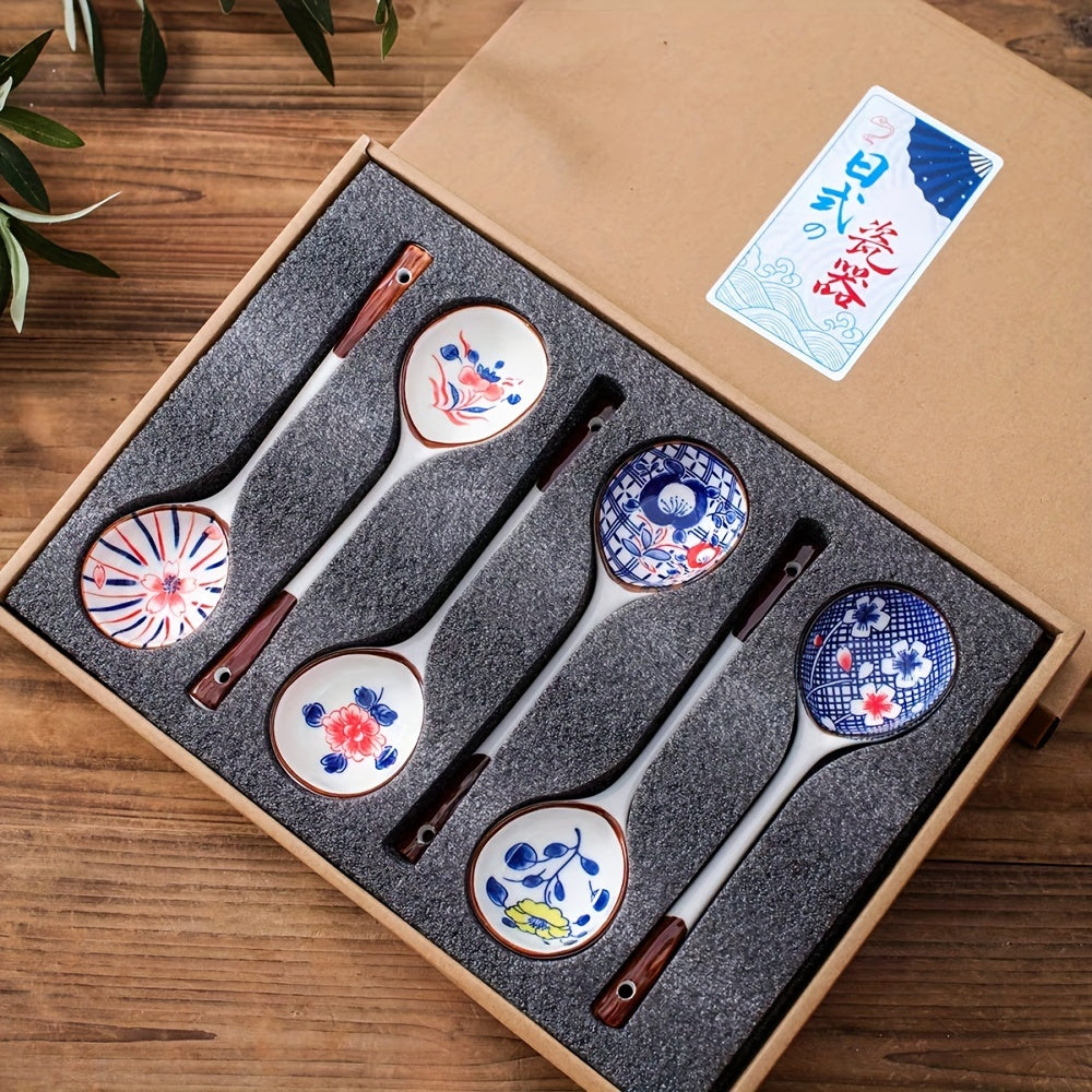 Ceramic Dessert Spoons Set 4/6 Piece Gift Box for Tableware and Gifts