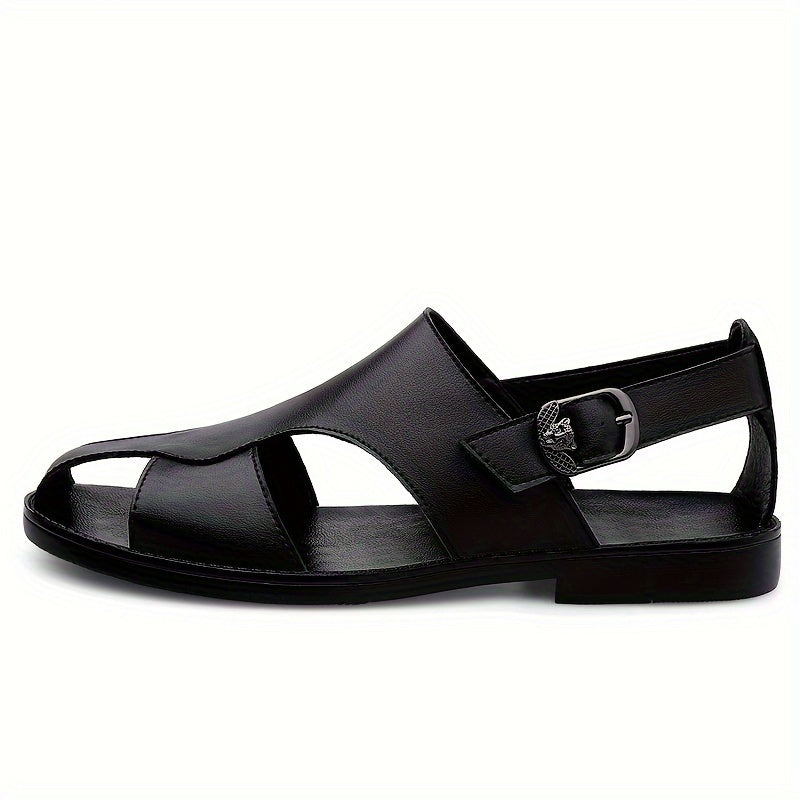 Men's Non-Slip Leather Sandals with Rubber Sole for Summer Casual Wear