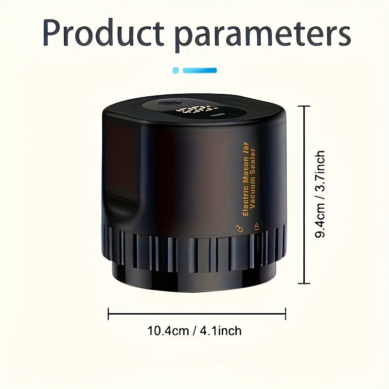 TrueBright Mason Jar Vacuum Sealer USB bilan qayta to'ldiriladigan litiy batareyaga ega. keng va odatiy og'izli bankalar uchun mos, ishlash kuchlanishi ≤36V.