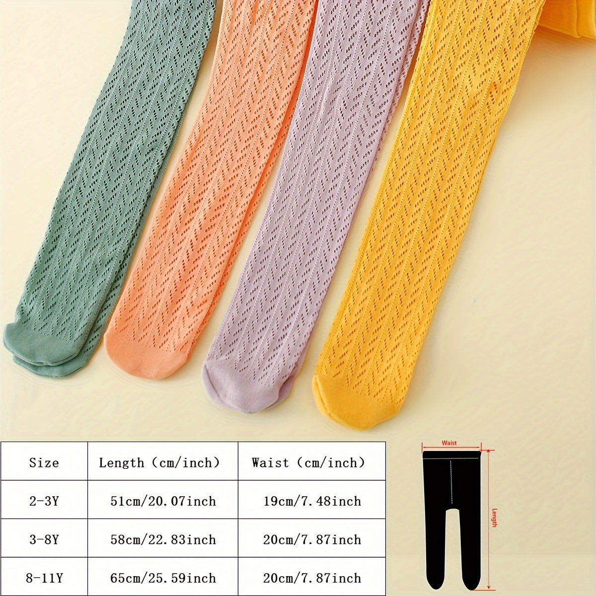 Girls' Mesh Pantyhose 4 Pairs All-Season Breathable Comfortable Outdoor Wear