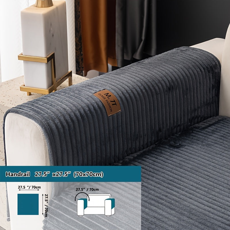 Плюшевый чехол на диван, толстый, теплый, зимний, противоскользящий, современный, дружелюбный к питомцам, для гостиной, спальни, офиса