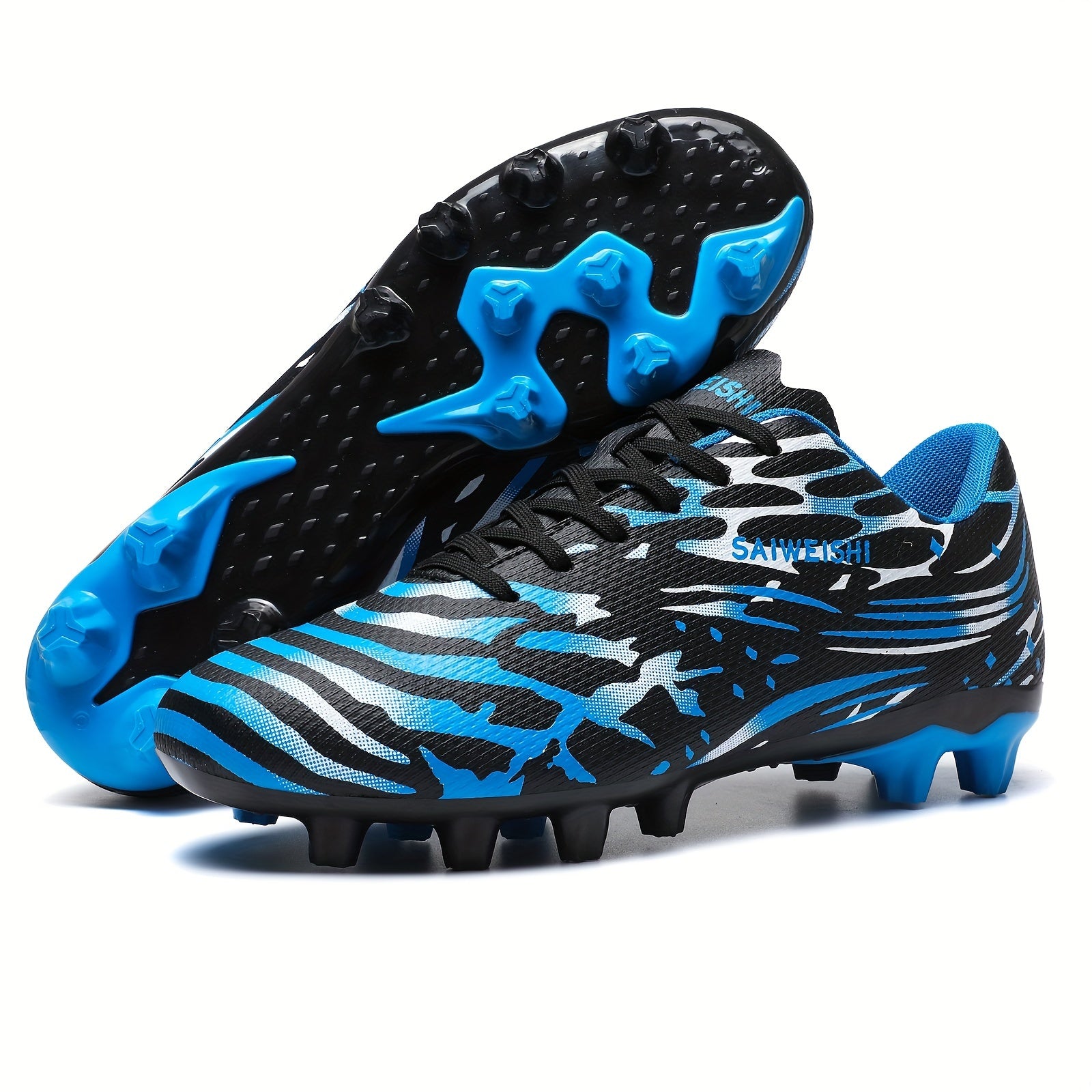 Men's Soccer Cleats Long and Turf Studs Universal Fit PU Upper Fabric Lining TPU Sole High Traction Durable