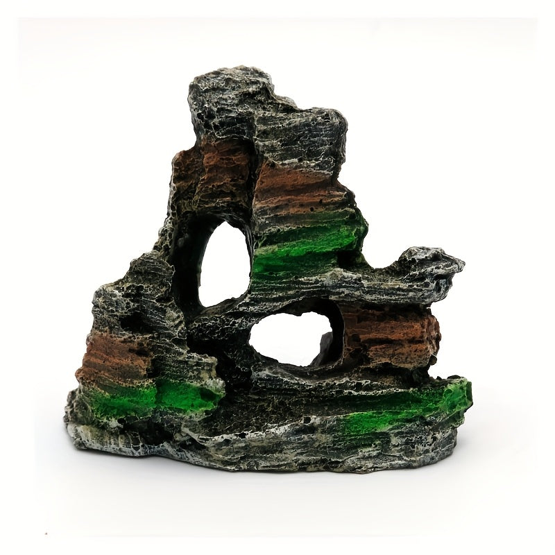 Resin Rockery Aquarium Ornament with Faux Mountain and Waterfall for Fish Tank Decoration