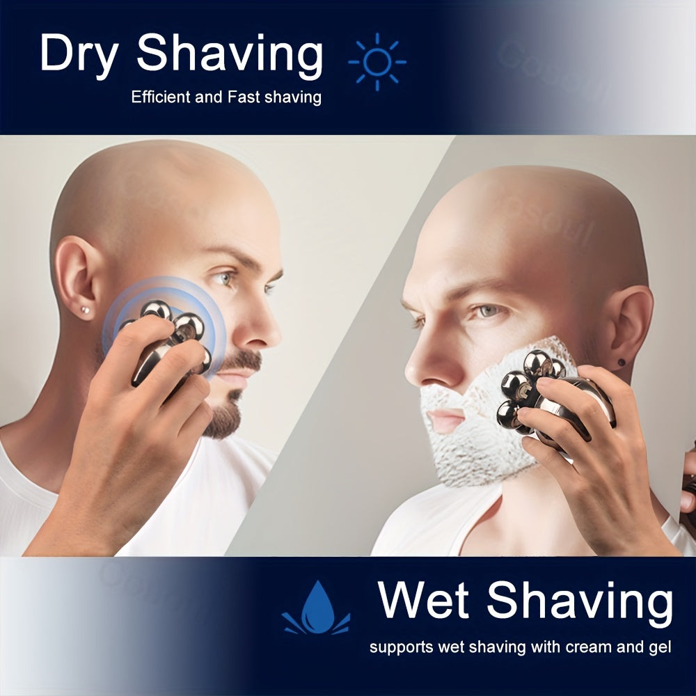 Electric shaver for bald men with 7 attachments 5-in-1 nose hair trimmer facial cleaner