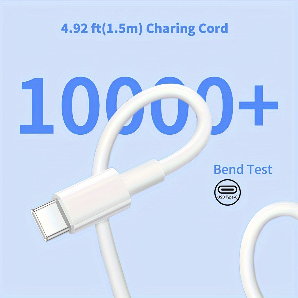 65W USB C GaN PD devor uchun zaryadlovchi, 150cm USB-C kabel bilan, noutbuklar va smartfonlar uchun