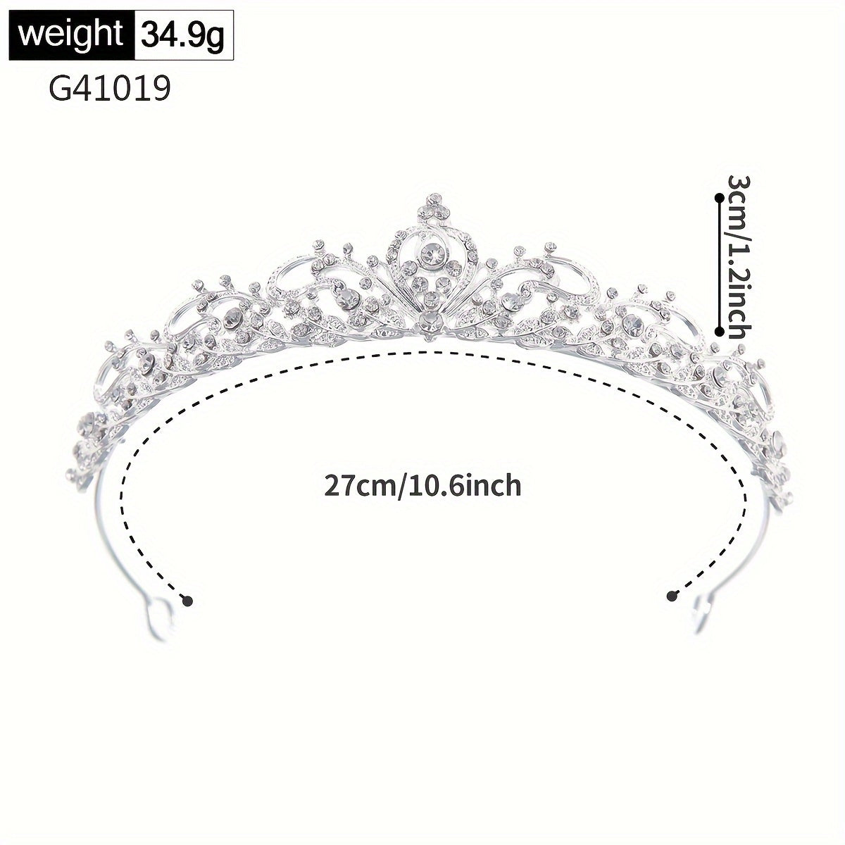 Diadema Golden Crown con diamantes para fiestas, bodas y cumpleaños