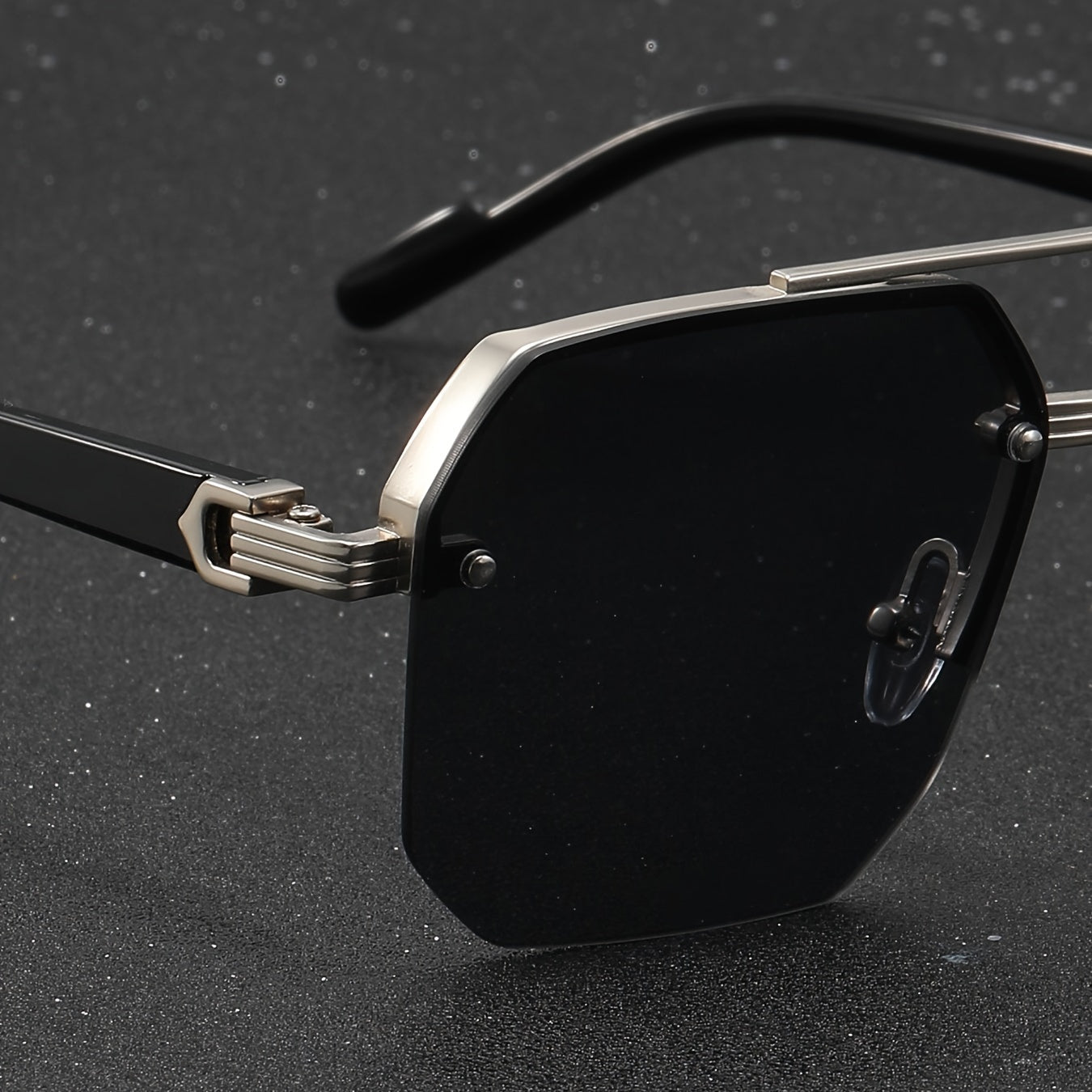 Men's Pilot Glasses Metal Frame Half-Rim Flat Top Business Casual Polycarbonate Lenses