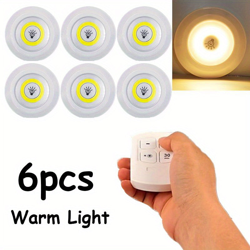 Wireless Motion Sensor LED Lights 3-Piece Set Under-Cabinet Battery-Powered with Remote