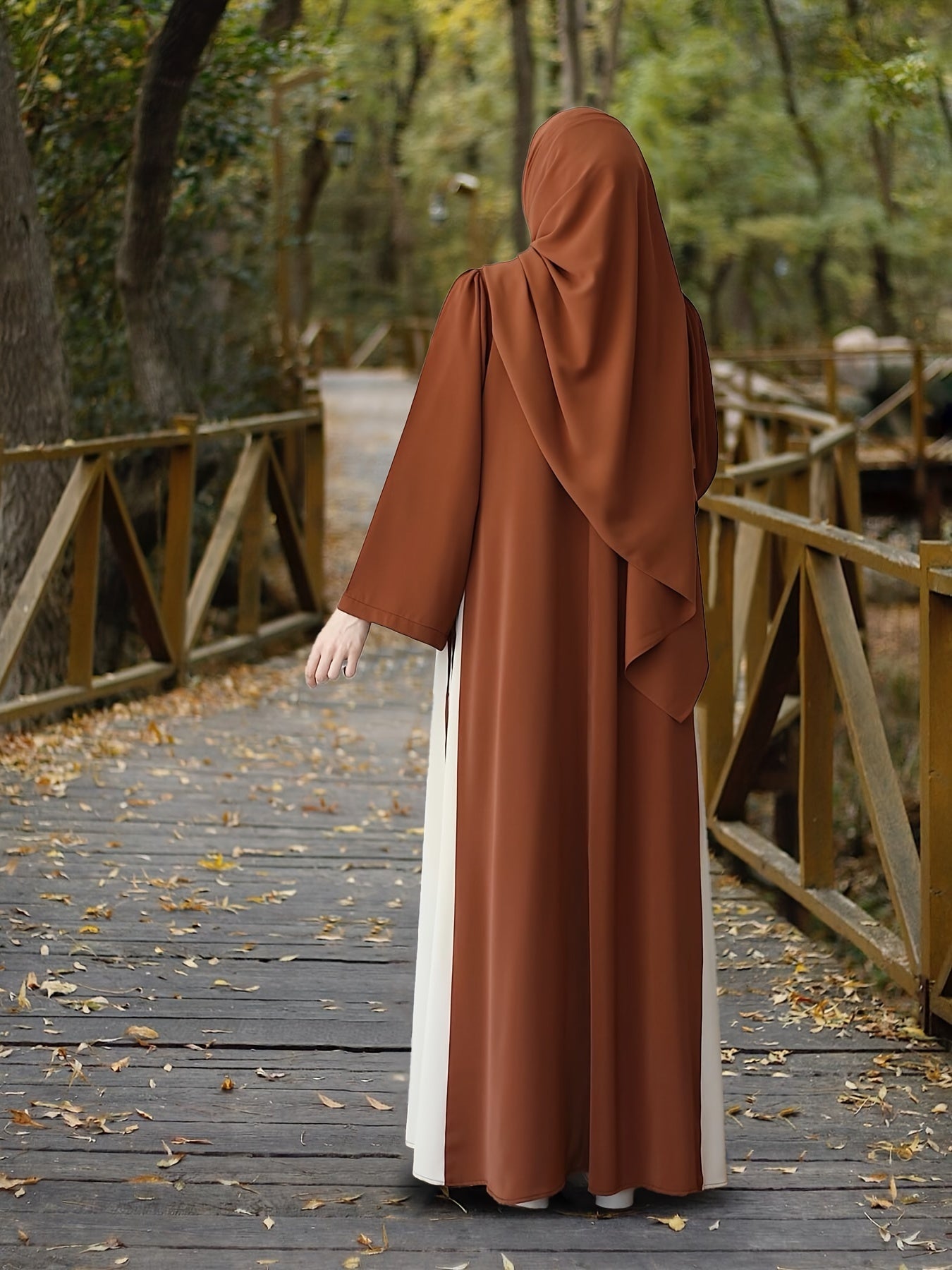 Rang blokli Maxi Kaftan uzun qoʻllar va yon bogʻlam bilan, kundalik va Ramazon kiyimlari uchun