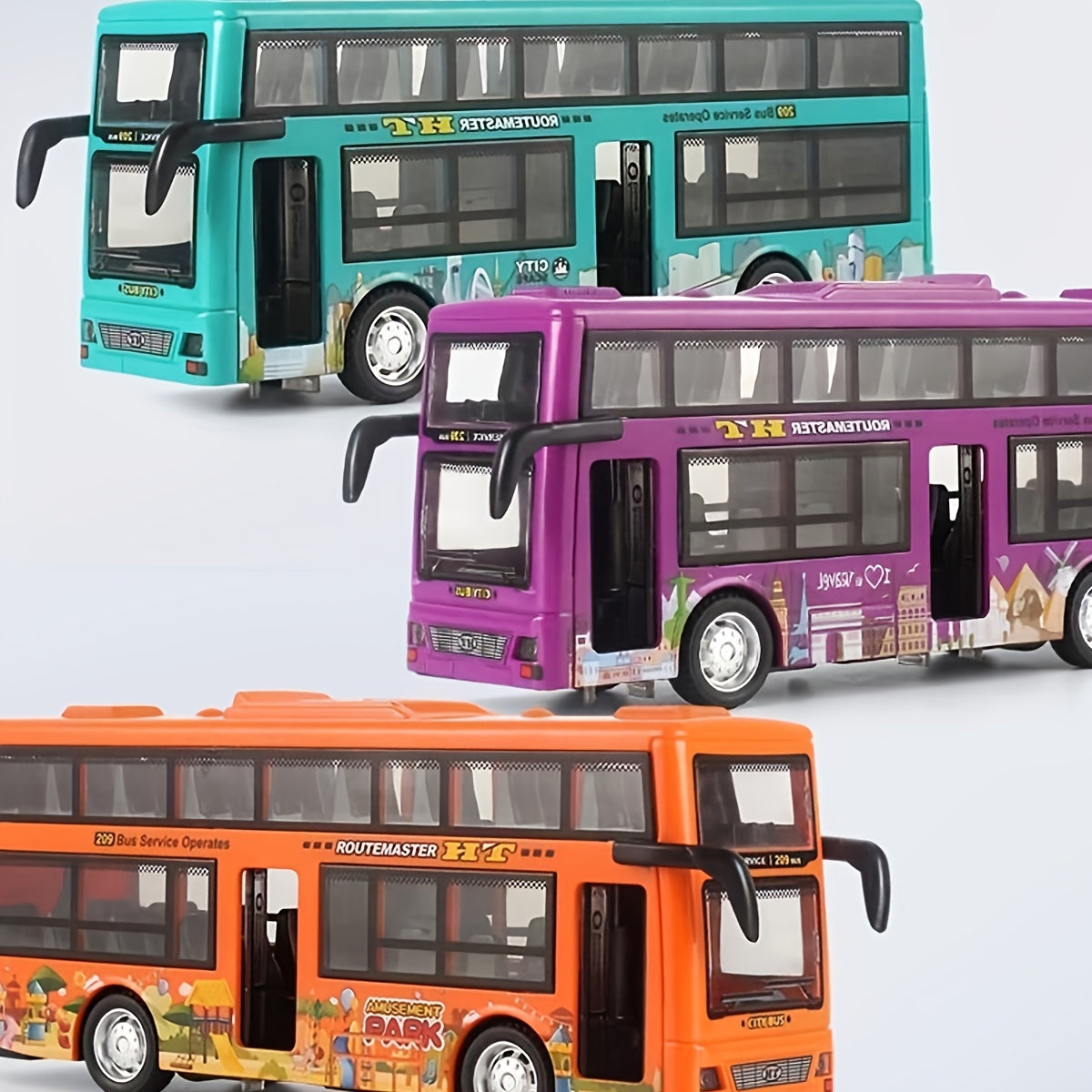 Juguete de autobús de dos pisos con batería para niños de 3 a 6 años con sonido realista y luces intermitentes