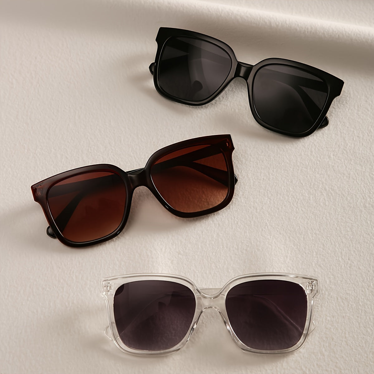 3 шт. женские квадратные очки 3 в 1 с поликарбонатной рамкой и декоративными линзами