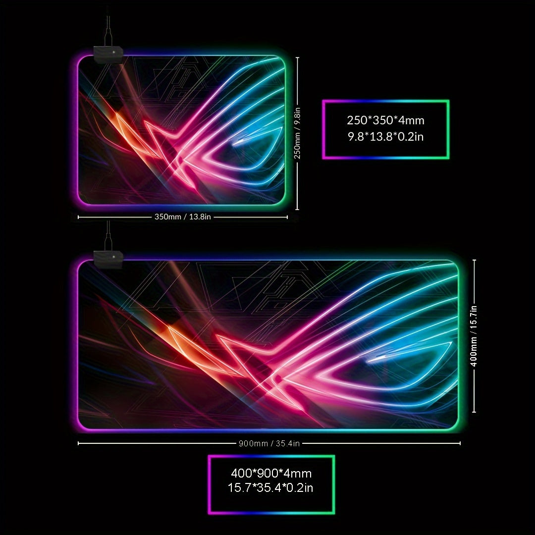 Alfombrilla de ratón para juegos RGB grande 400x900mm, tapete de escritorio de goma antideslizante con retroiluminación LED y bordes cosidos