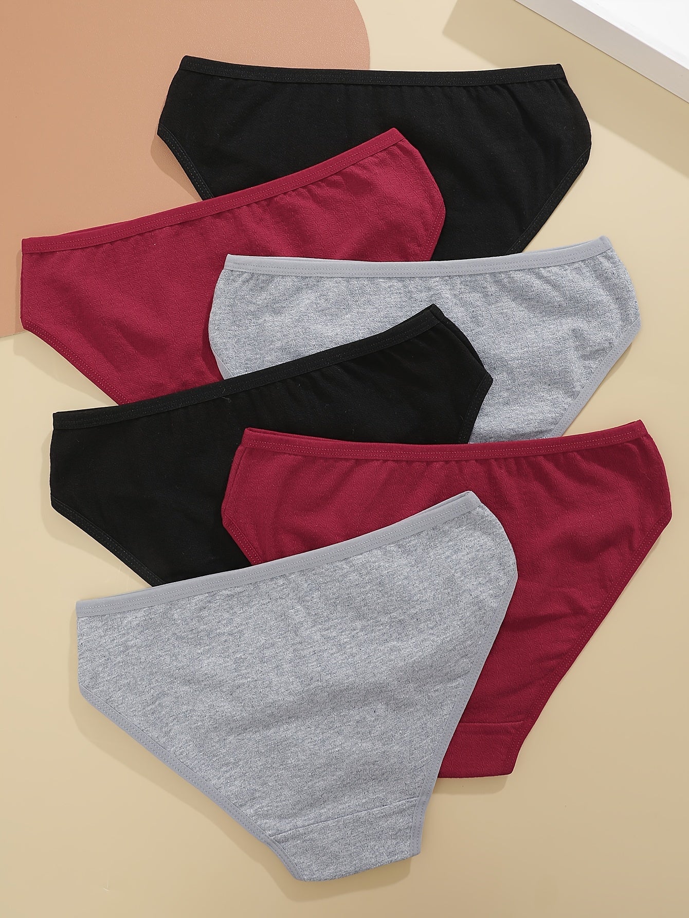Bragas de algodón para mujer de tiro bajo, pack de 6, colores surtidos, transpirables y cómodas