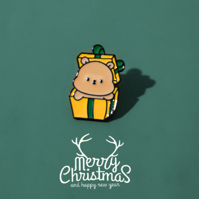 10 Christmas Brooches Santa Claus Elk Cartoon Style Fashion Pins Collar Buttons