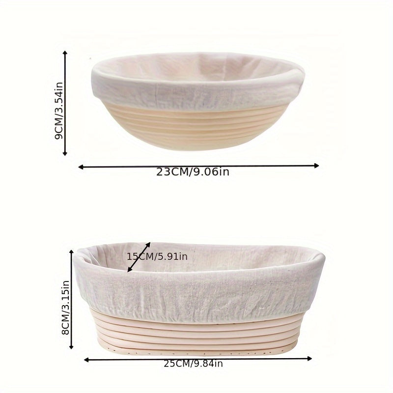 Set of 1 Bohemian Round and Oval Baking Baskets Food-Safe Wood Kitchen Accessories