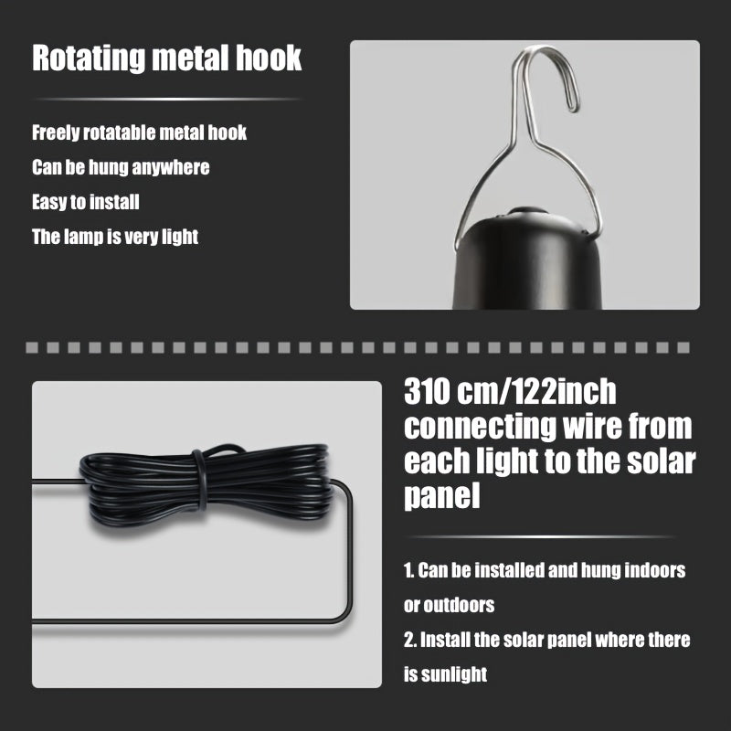 Solar Solar Lantern with 3 Modes Adjustable Angle Indoor Outdoor Barn Patio Gazebo