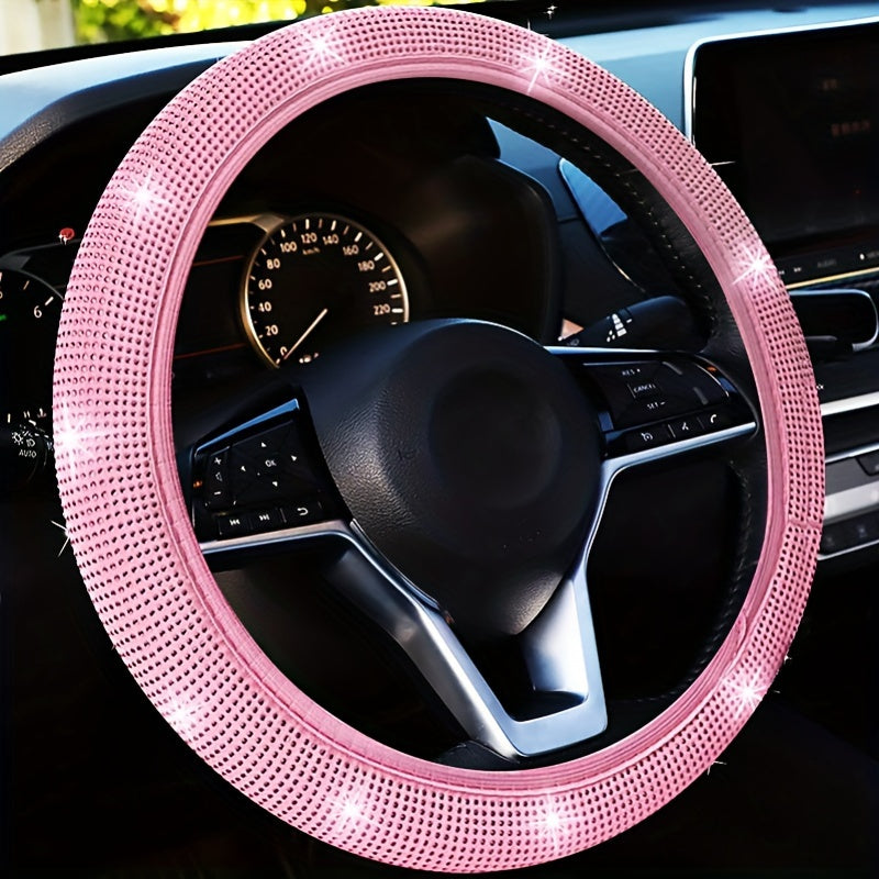 Bling Car Steering Wheel Cover Stretch Spandex Ko'pchilik transport vositalariga mos keladi, ichki halqa yo'q
