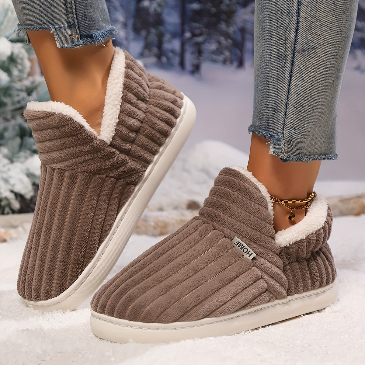 Women's Winter Slipper Boots Soft Plush Interior Slip-On Indoor Outdoor
