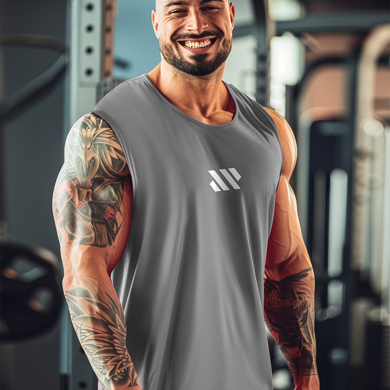 Men's Sleeveless Tank Top with Stripe Pattern Quick Dry Summer Fitness Outdoor Running