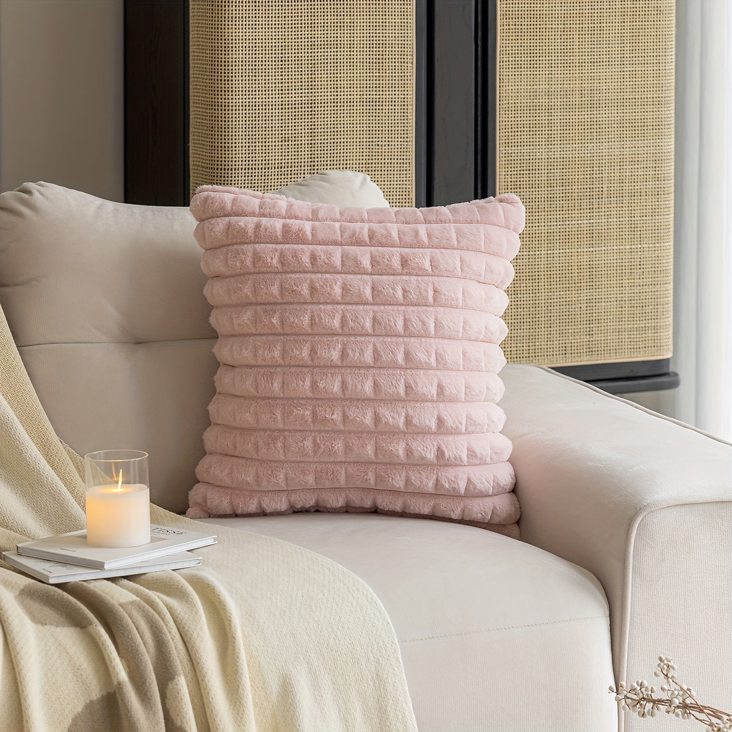 Kareli plush yostiq qopqog'i, divan uchun, fermaga mo'ljallangan dekor, 44x45 sm yoki 50x30 sm