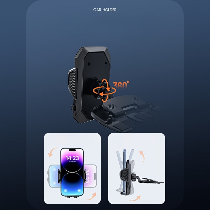 Avtomobil telefoni uchun tutqich, avtomobil CD navigatsiya o'rnatgich, 360° aylantirish, bardoshli plastmassa