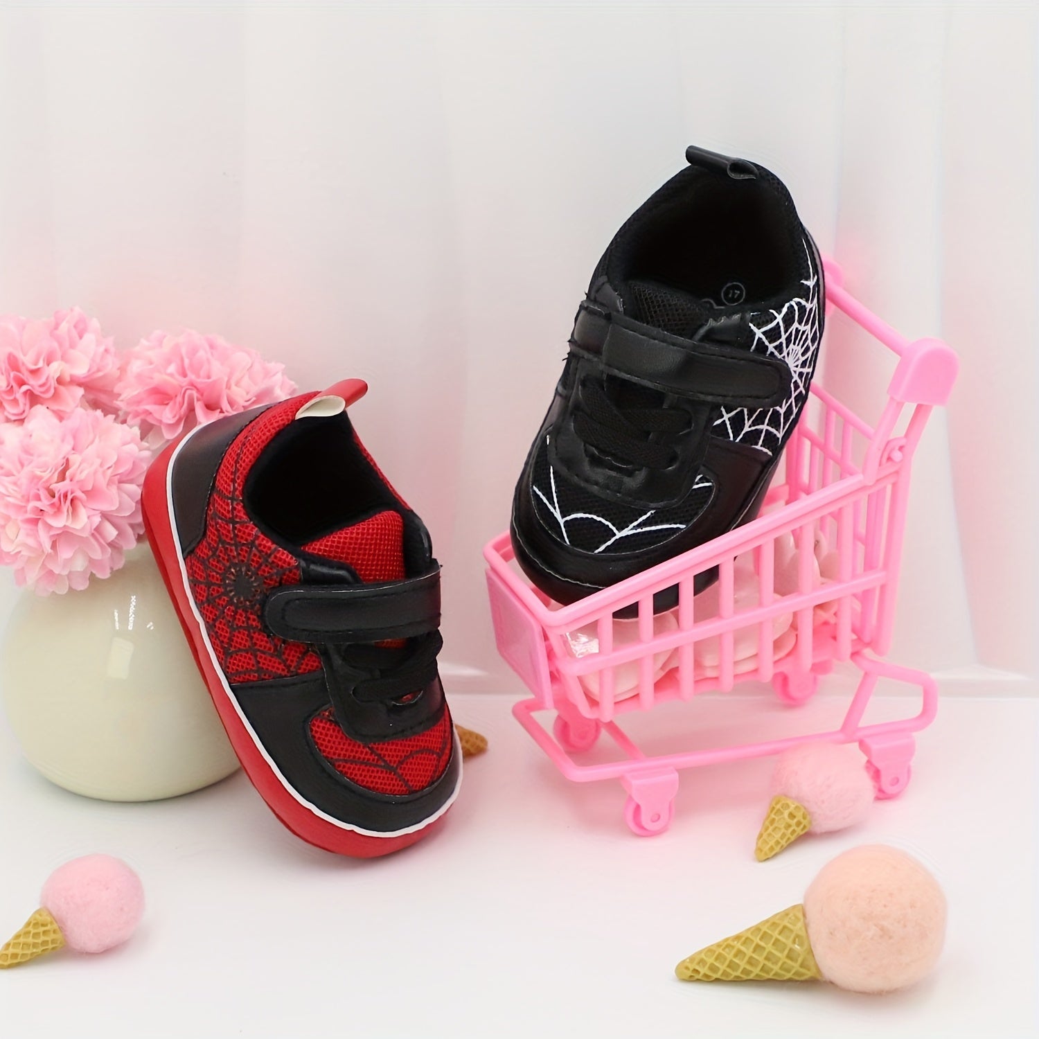 Baby Toddler Shoes with Spider Web Design Lightweight Non-Slip All-Season Casual
