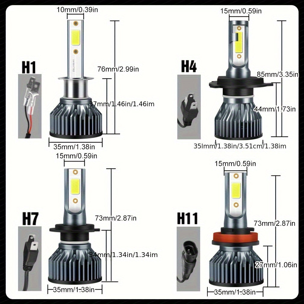 2pcs H4 LED Headlight Bulbs 6000K 40W for Car Headlights Fog Lights