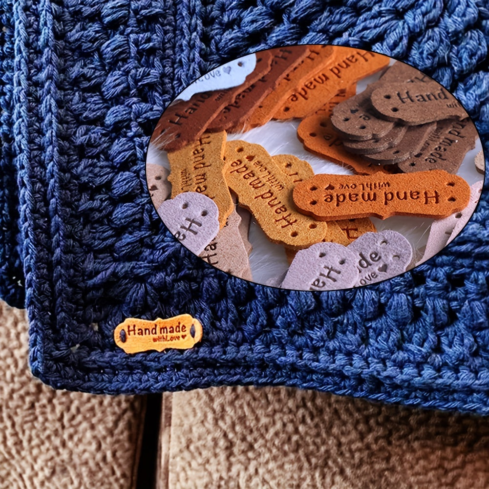 10 rangda teshikli va tikish uchun mo'ljallangan bosilgan krochet bilan 50 dona mikrofiber velur yorliqlari