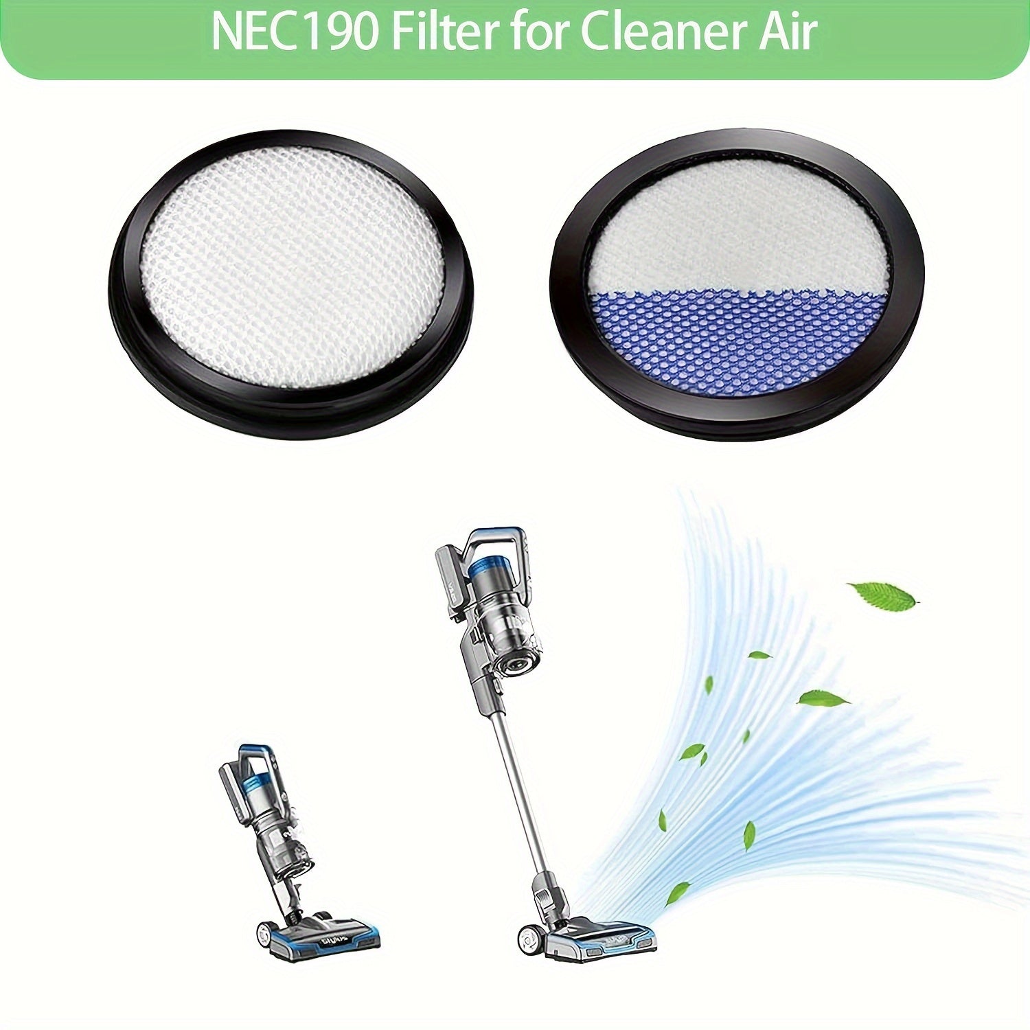 Mustahkam Plastik Changyutgich Filtrlari - 6 ta to'plam Eureka Rapid Clean Pro Stick modellari NEC180, NEC185, NEC186, NEC190 bilan mos keladi