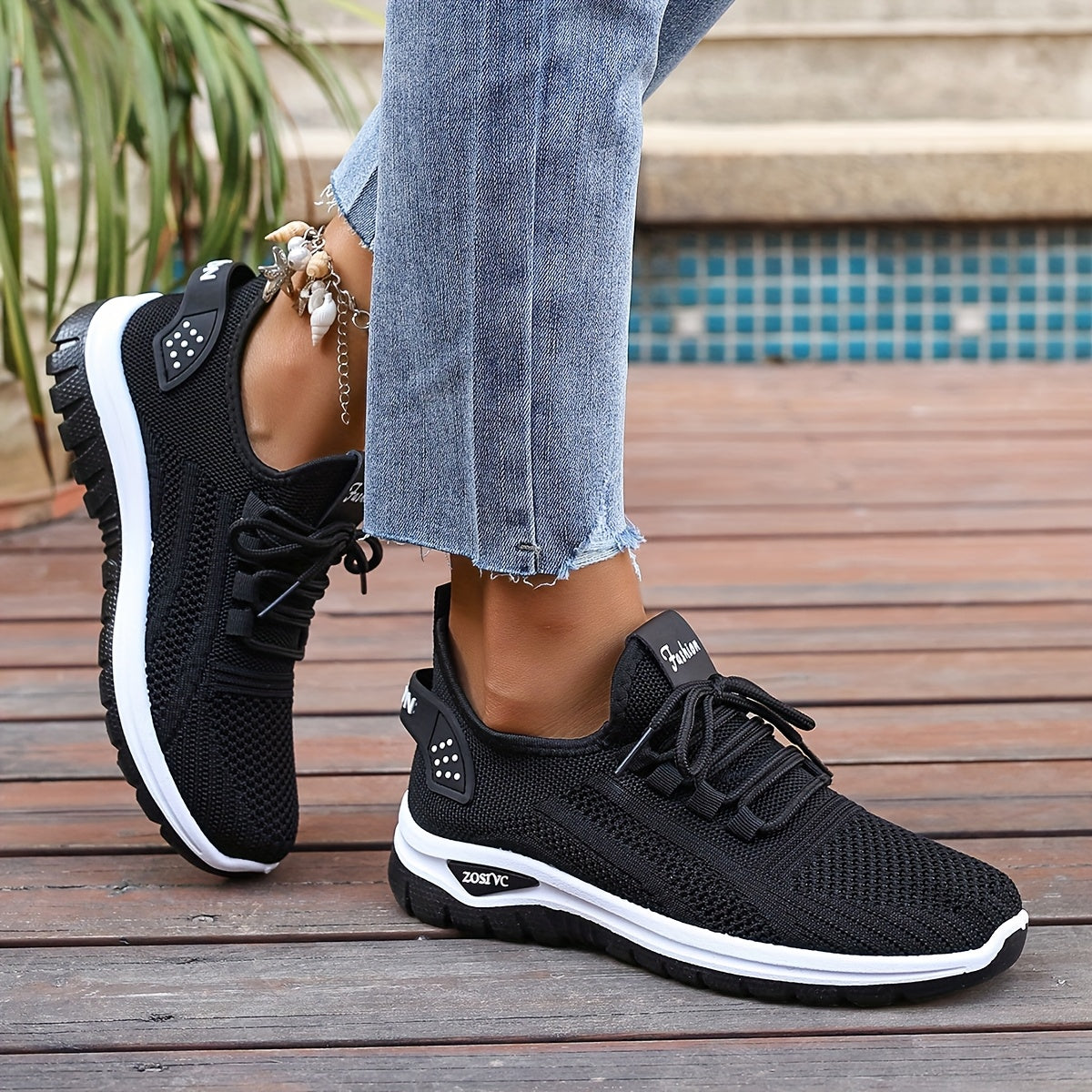 Women's Mesh Sneakers Lightweight Non-Slip Running Shoes White Casual Allseason
