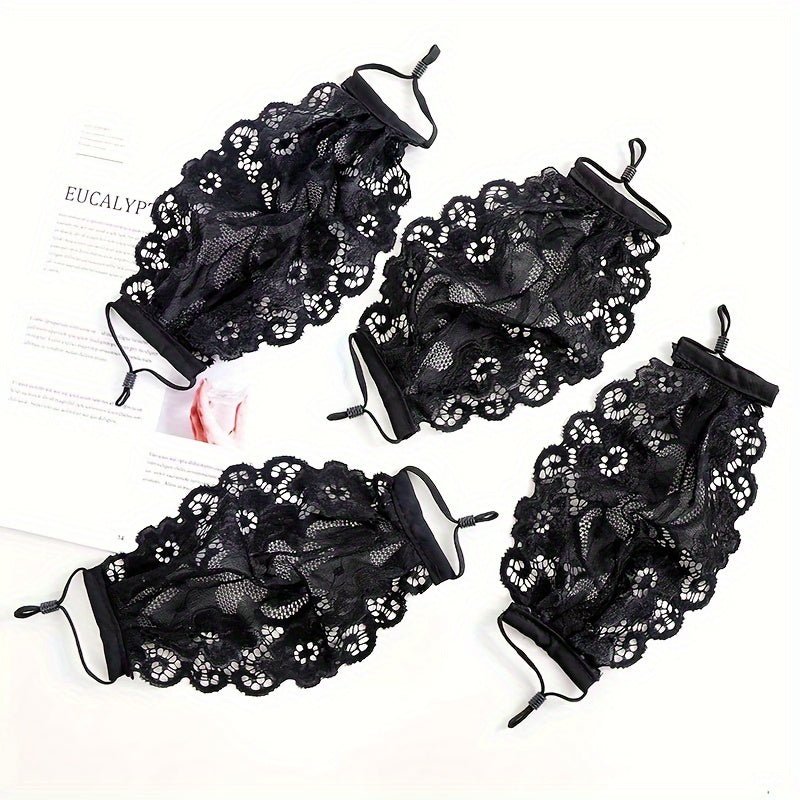 Set of 3 Women's Lace Face Masks Breathable Sun Dust Protection for Fall Winter Outdoor
