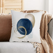 Blue Geometric Throw Pillow Cover 44x45 cm Boho Mid-Century Modern Polyester