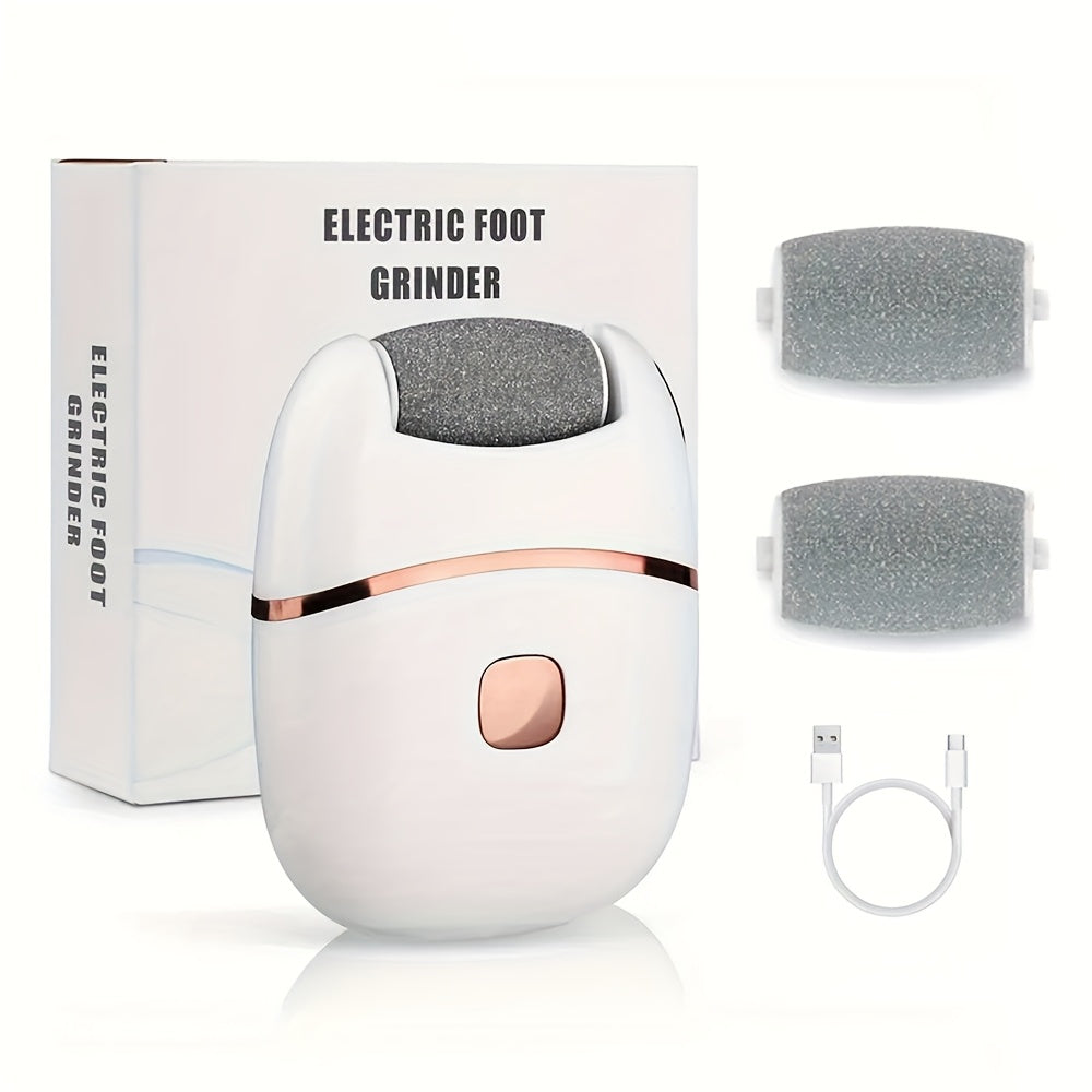 Electric Foot Grinder with Spare Heads for Thick Skin Removal 2-Speed Rechargeable Lithium Battery LED Lights Portable Cordless
