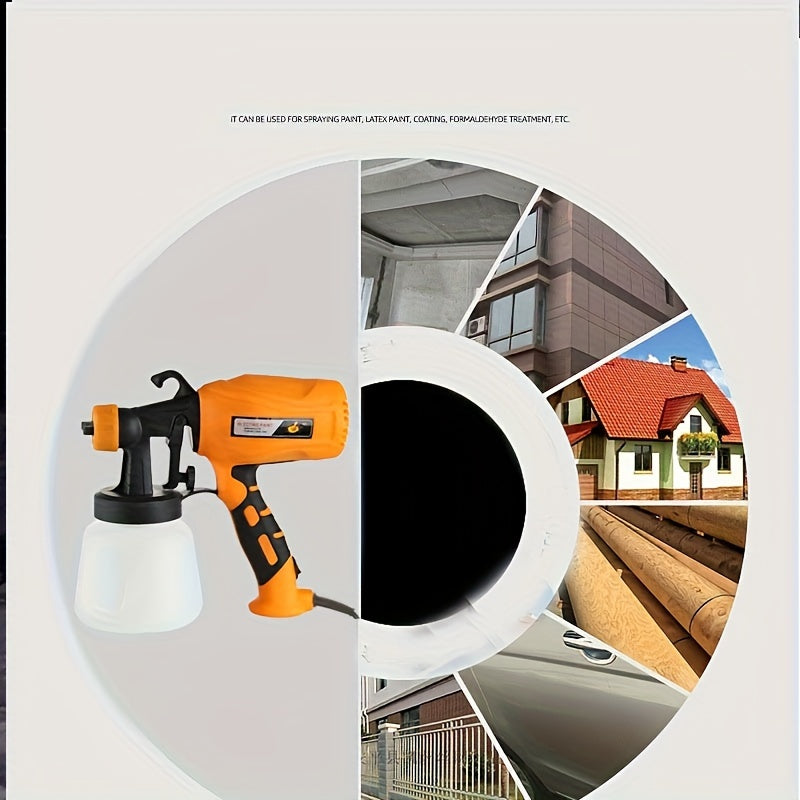 Portable Electric Spray Gun Kit Orange Black Adjustable Nozzle for Painting and Disinfection