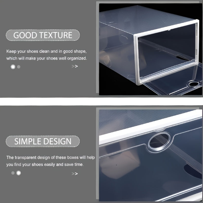 Set of 12 Clear Plastic Shoe Storage Boxes with Lids Waterproof Folding Organizer