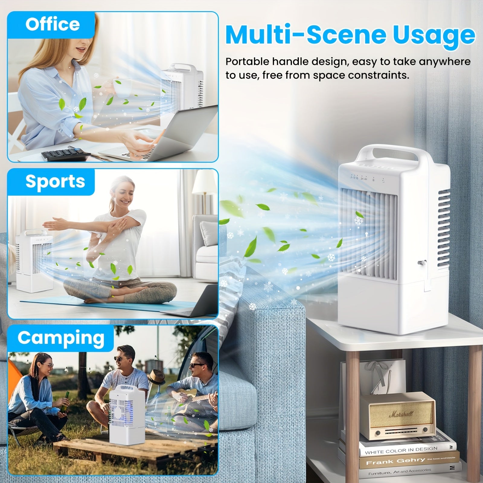 Portable USB Fan with Spray Function Square Design Personal Desktop Cooler No Batteries