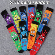 Men's and Women's Mid-Tube Socks 5-10 Pairs Cartoon Pattern Polyester All Seasons