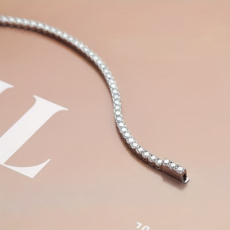 Unisex Synthetic Moissanite Tennis Wristband Boho Style Gold Plated Silver Hypoallergenic Jewelry