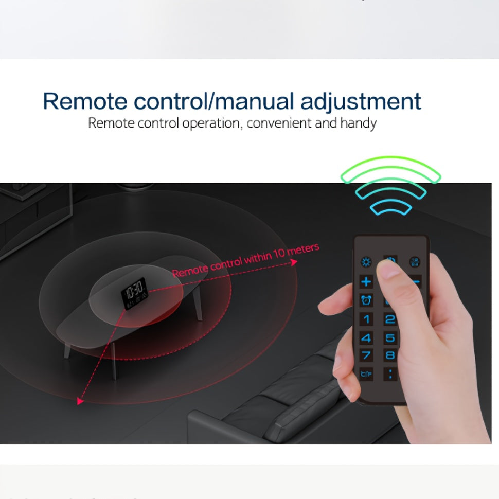 Digital Wall Clock 33.27cm with Remote Control, Adjustable Brightness, Calendar
