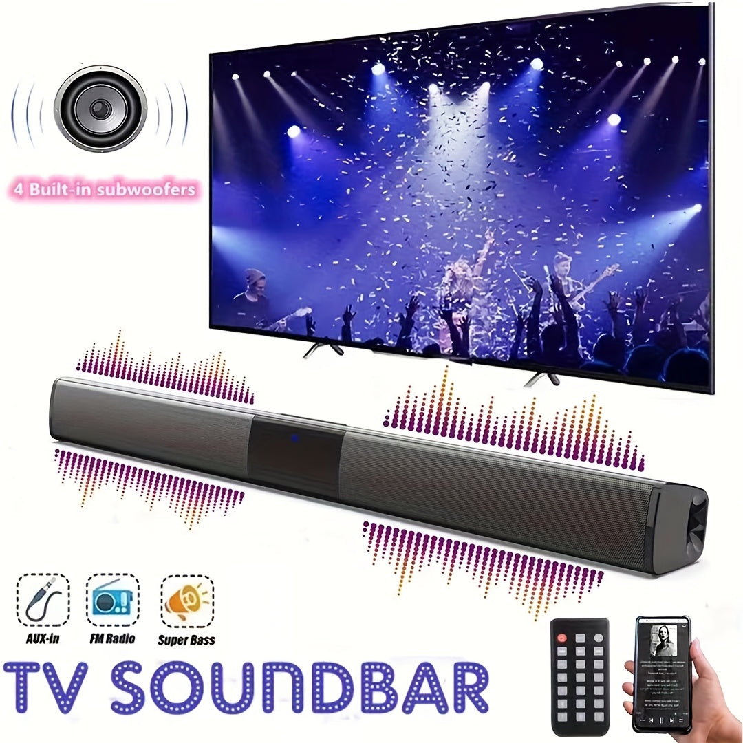 Wireless Soundbar with Built-in Subwoofers and Stereo Speakers for Computers Smartphones and Tablets