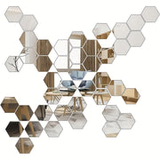 Hexagonal Wall Mirror Stickers for DIY Room Decor 72 Pieces