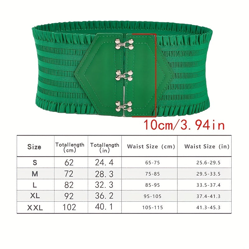 Women's Elastic Waistband Dress Girdle with Candy-Colored Ruffles and Wide Belt