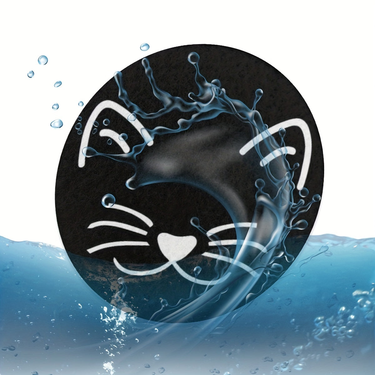 2pcs Black and White Cat Pattern Absorbent Rubber Car Coasters for Cars and Home
