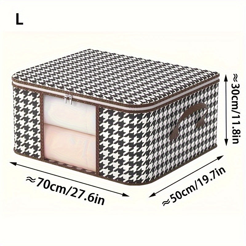 Large Capacity Waterproof Moisture-Proof Storage Bag with Houndstooth Pattern for Clothing and Quilts