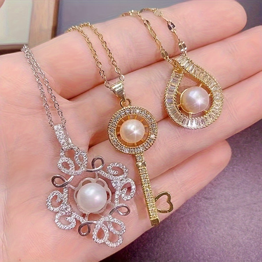10-Piece Freshwater Pearl Pendant Necklace Set for Women Wedding Jewelry